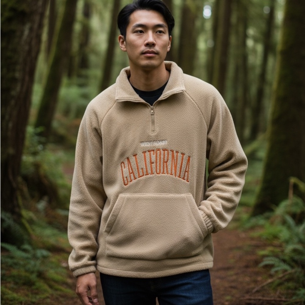 IMAN California West Coast Fleece Athleisure 1/4 Zip Cozy Pullover Men’s Size 36